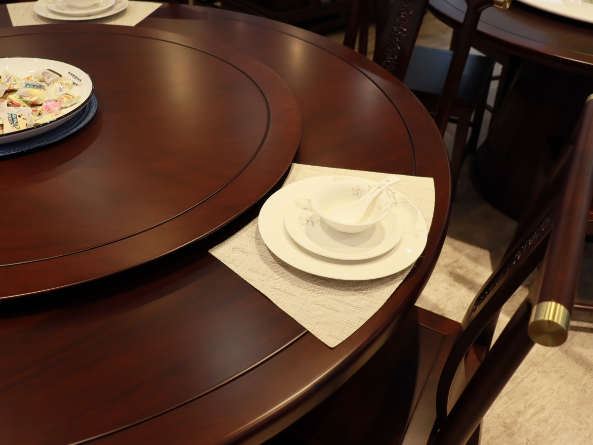 四季檀香新中式家具红檀木实木餐桌椅2950009