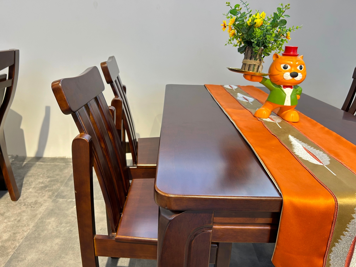 瑞升实木餐桌 橡胶木方形长餐桌3020008