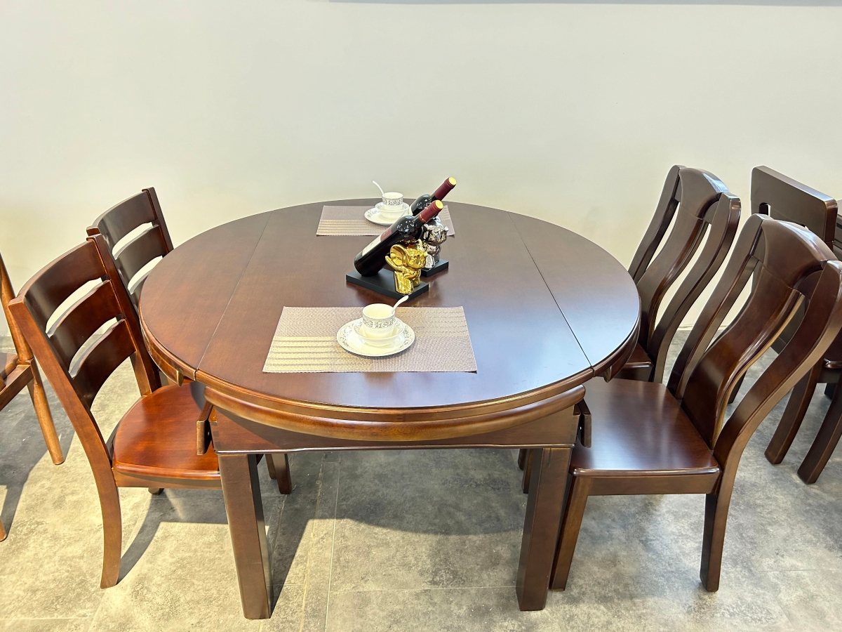 瑞升实木餐桌 橡胶木可伸缩餐桌3020002